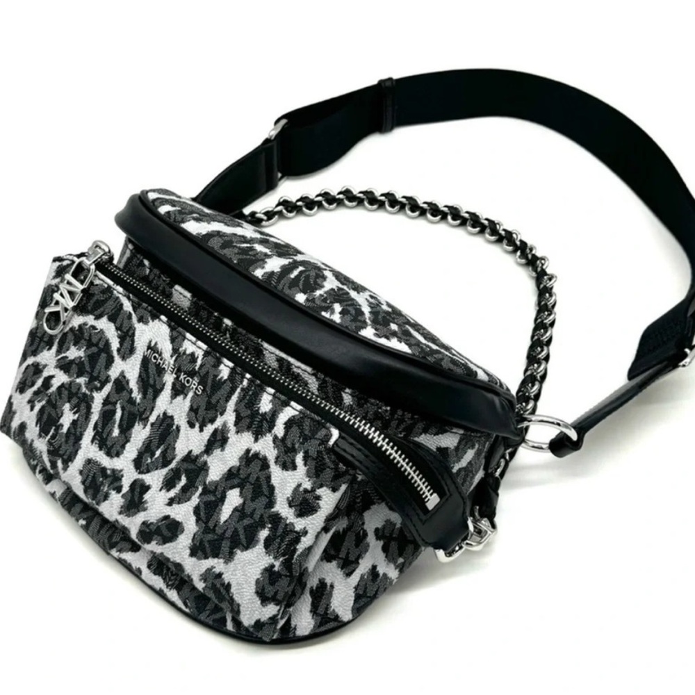 Michael Kors Medium Slater Sling Pack Chain Messenger Crossbody Bag Black Multi